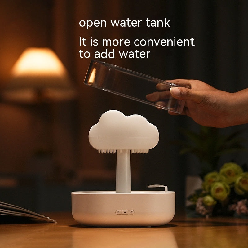 Humidificador con luz nocturna y sonido de lluvia y luz LED de 7 colores para aromaterapia.