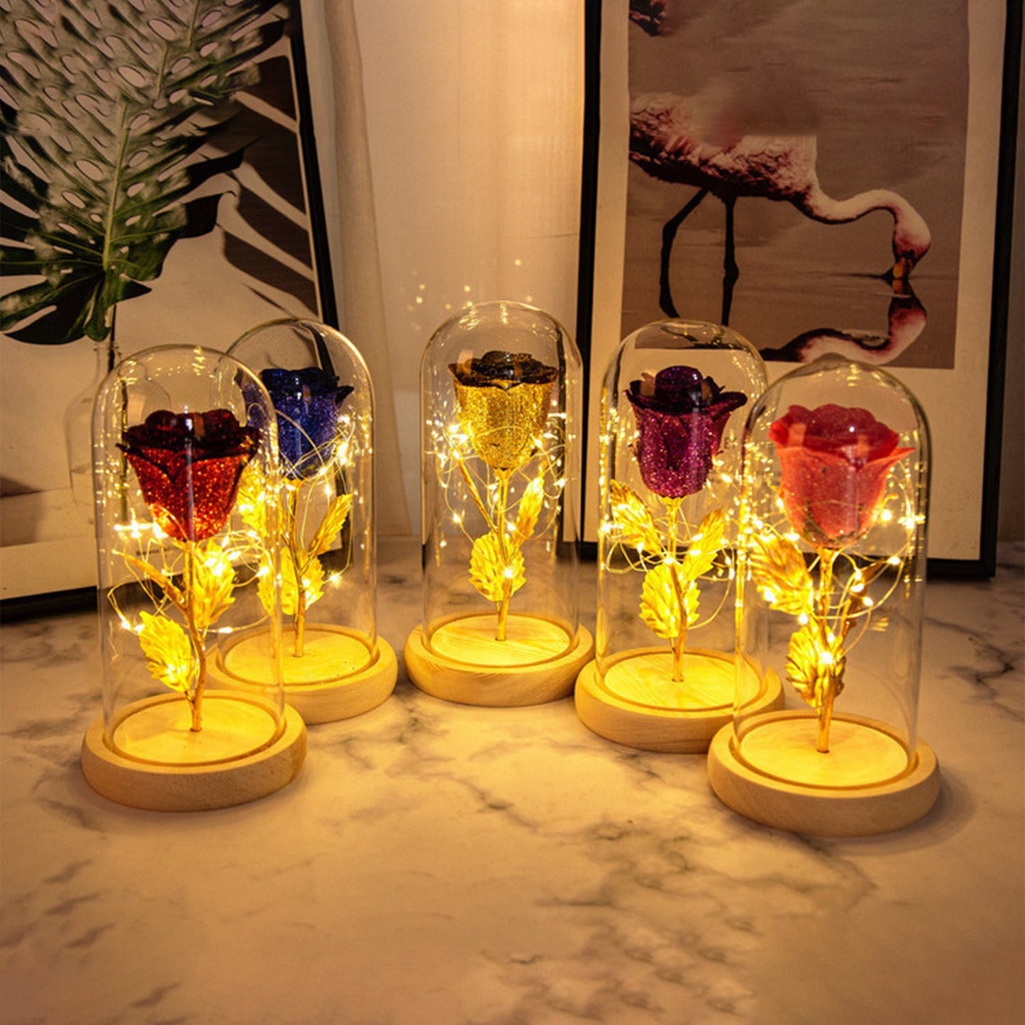 Rosas eternas con luces LED