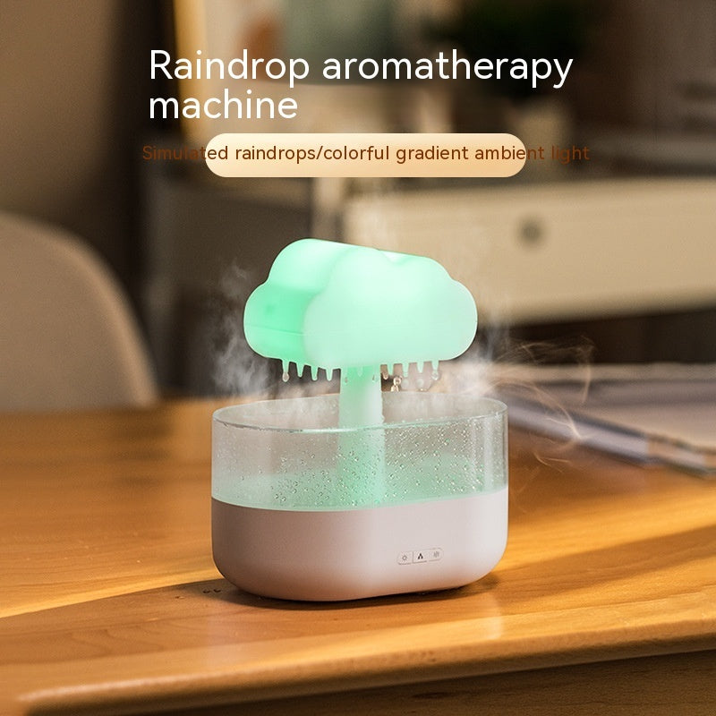 Humidificador con luz nocturna y sonido de lluvia y luz LED de 7 colores para aromaterapia.
