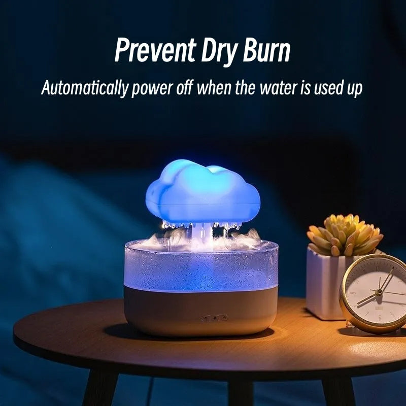 Humidificador con luz nocturna y sonido de lluvia y luz LED de 7 colores para aromaterapia.