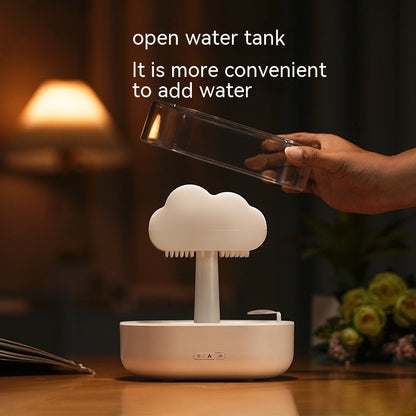 Humidificador con luz nocturna y sonido de lluvia y luz LED de 7 colores para aromaterapia.